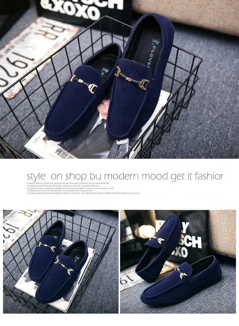 Mental Solid Loafers Mens Shoes High Quality Soft Driving Flats Male Walking Shoes Suede Casual Slip on Loafers Mocasines Hombre