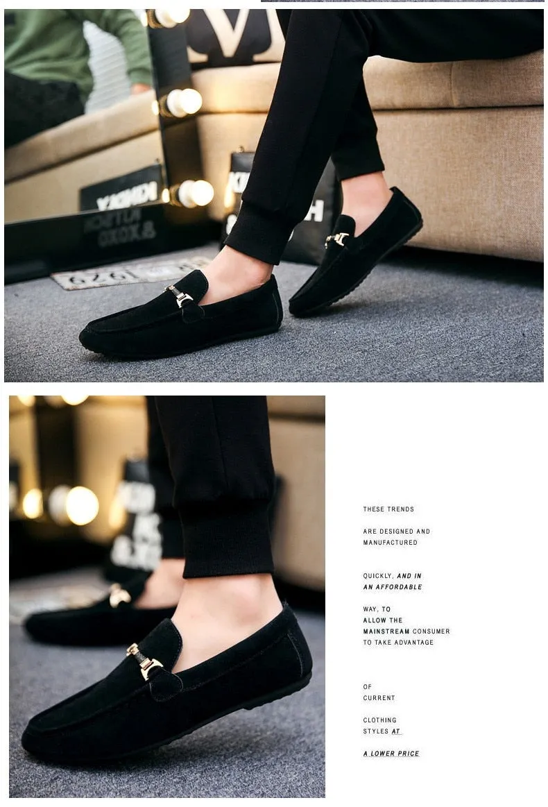 Mental Solid Loafers Mens Shoes High Quality Soft Driving Flats Male Walking Shoes Suede Casual Slip on Loafers Mocasines Hombre