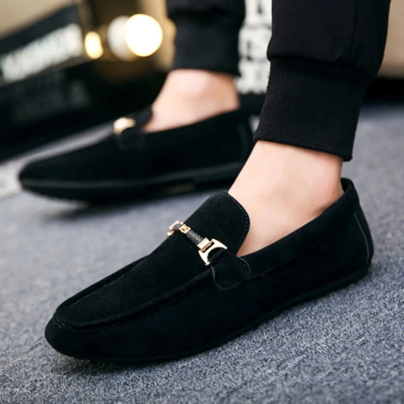 Mental Solid Loafers Mens Shoes High Quality Soft Driving Flats Male Walking Shoes Suede Casual Slip on Loafers Mocasines Hombre