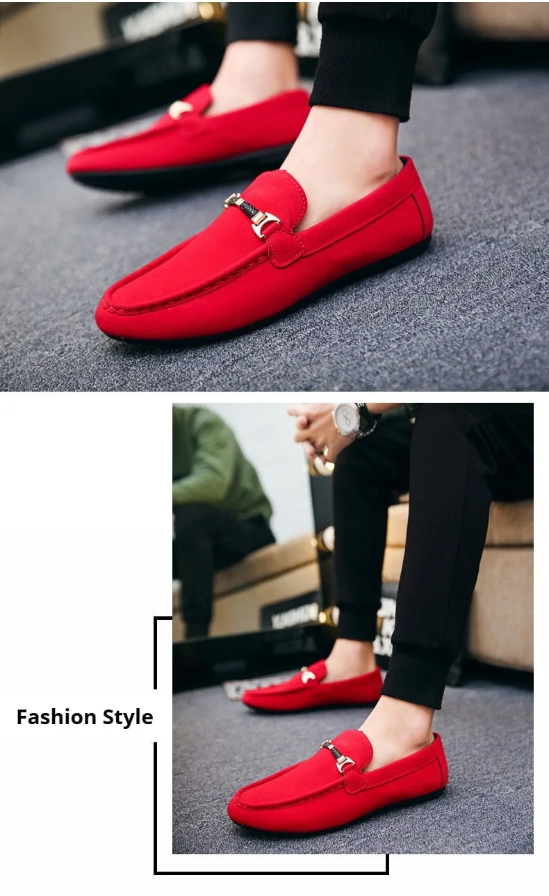 Mental Solid Loafers Mens Shoes High Quality Soft Driving Flats Male Walking Shoes Suede Casual Slip on Loafers Mocasines Hombre