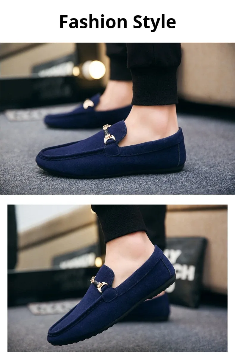 Mental Solid Loafers Mens Shoes High Quality Soft Driving Flats Male Walking Shoes Suede Casual Slip on Loafers Mocasines Hombre