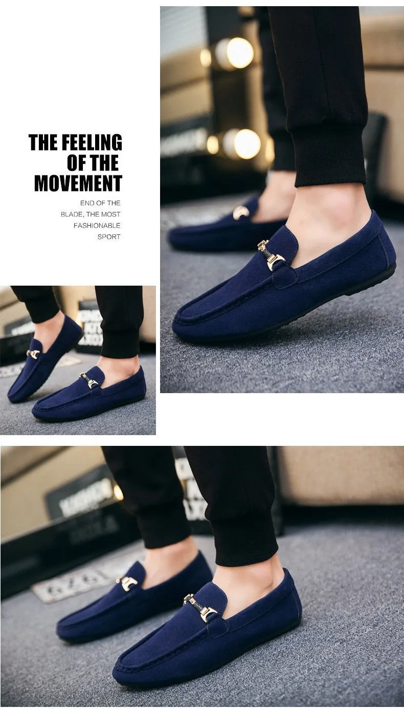 Mental Solid Loafers Mens Shoes High Quality Soft Driving Flats Male Walking Shoes Suede Casual Slip on Loafers Mocasines Hombre
