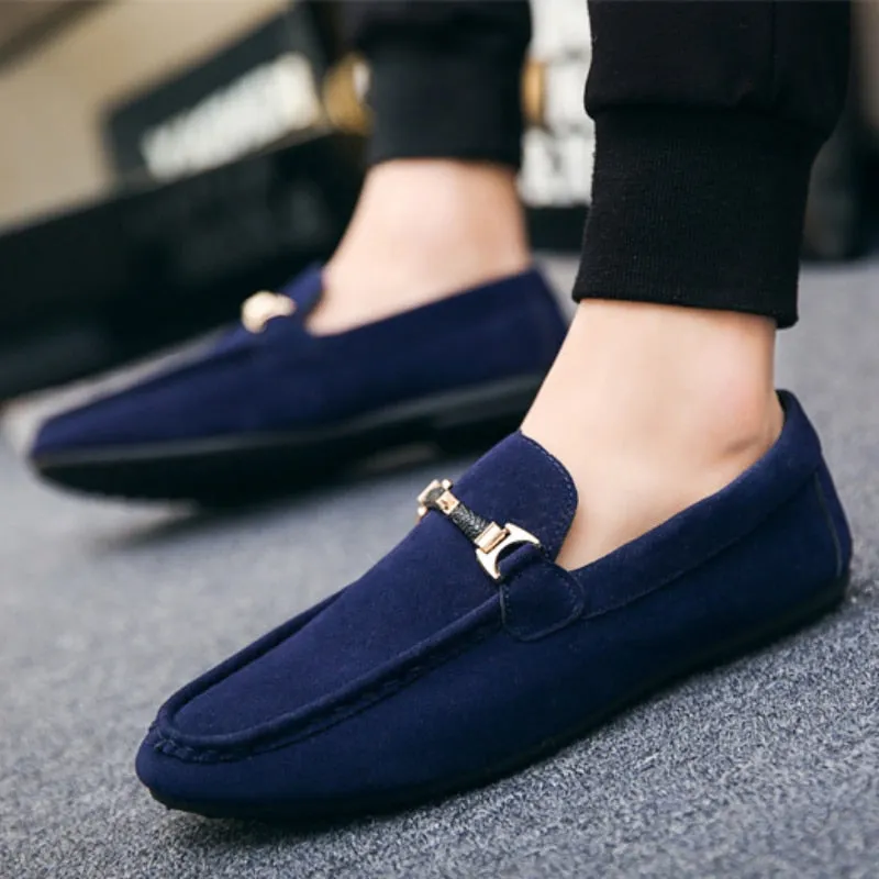 Mental Solid Loafers Mens Shoes High Quality Soft Driving Flats Male Walking Shoes Suede Casual Slip on Loafers Mocasines Hombre