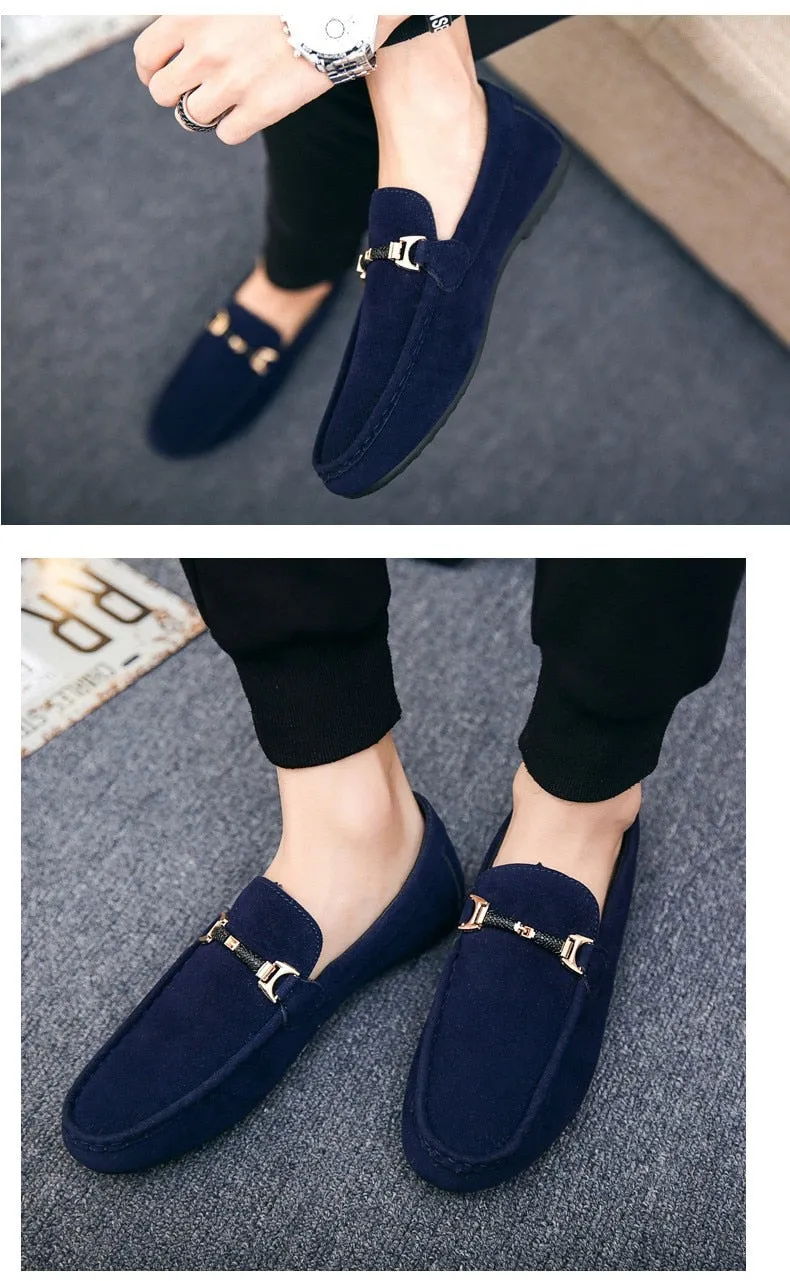 Mental Solid Loafers Mens Shoes High Quality Soft Driving Flats Male Walking Shoes Suede Casual Slip on Loafers Mocasines Hombre