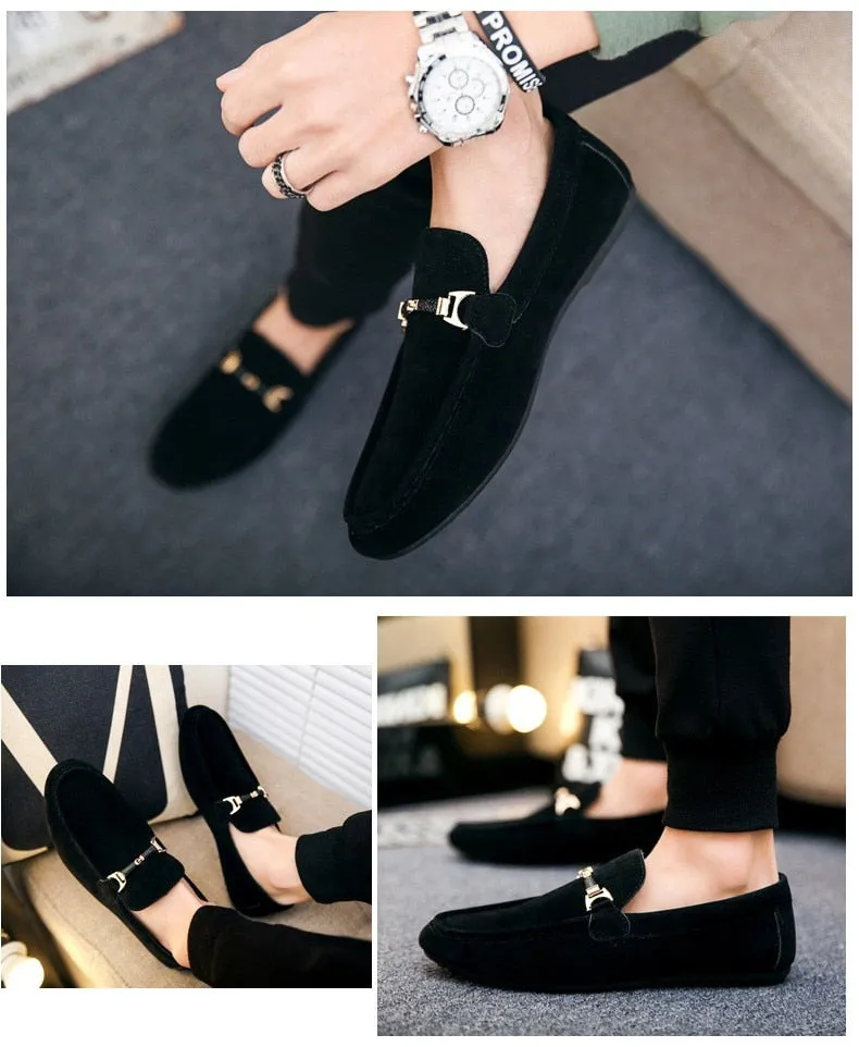Mental Solid Loafers Mens Shoes High Quality Soft Driving Flats Male Walking Shoes Suede Casual Slip on Loafers Mocasines Hombre
