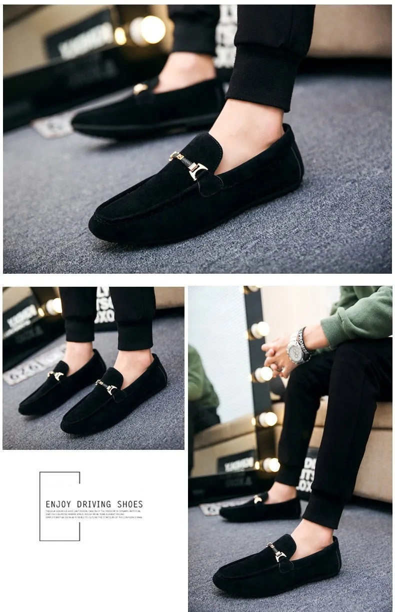 Mental Solid Loafers Mens Shoes High Quality Soft Driving Flats Male Walking Shoes Suede Casual Slip on Loafers Mocasines Hombre