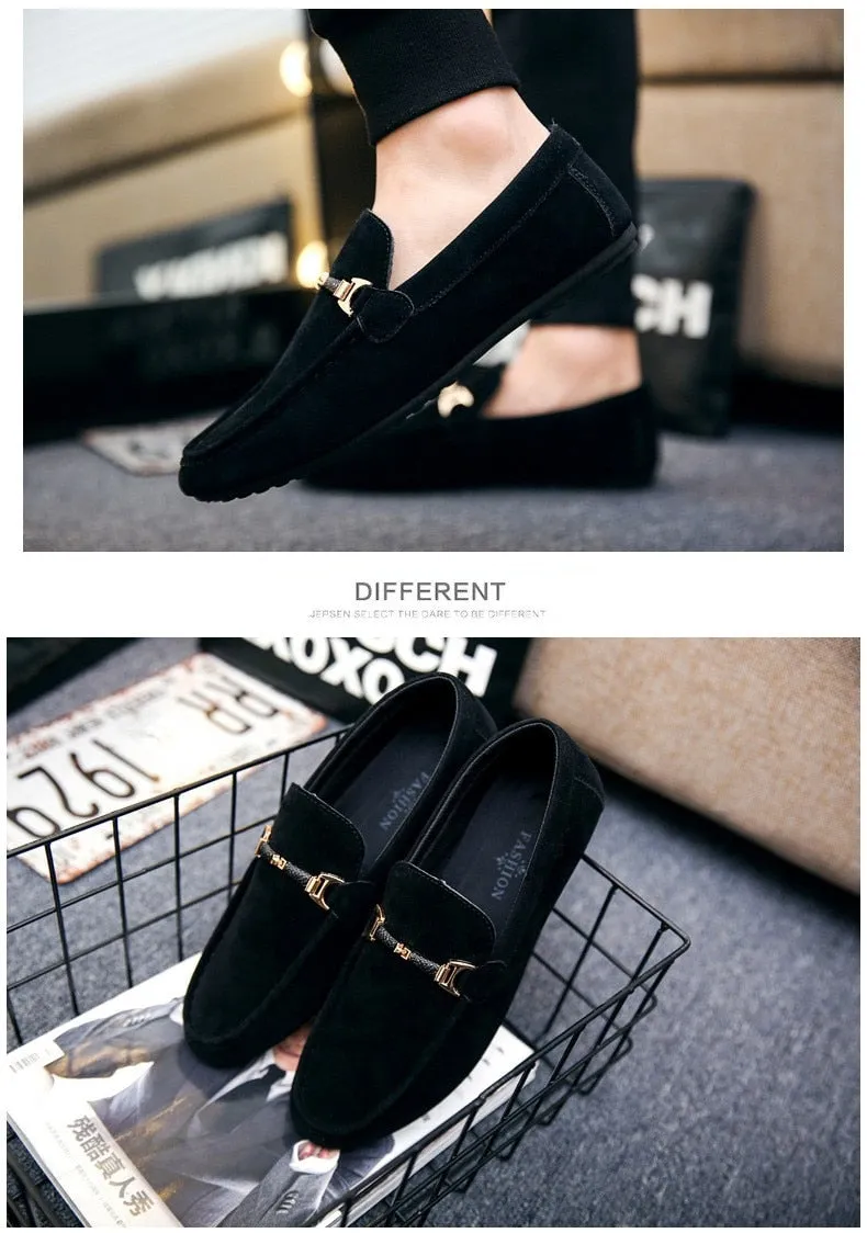 Mental Solid Loafers Mens Shoes High Quality Soft Driving Flats Male Walking Shoes Suede Casual Slip on Loafers Mocasines Hombre