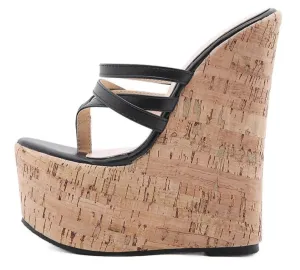 Multi-Cross Strap Wedge Sandals