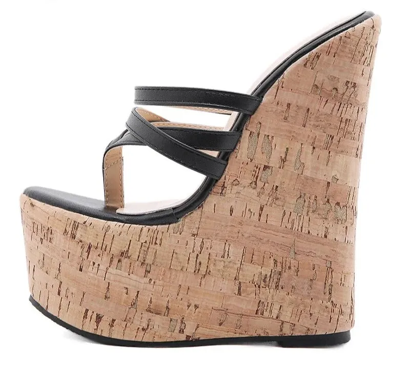Multi-Cross Strap Wedge Sandals