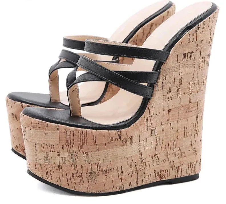 Multi-Cross Strap Wedge Sandals