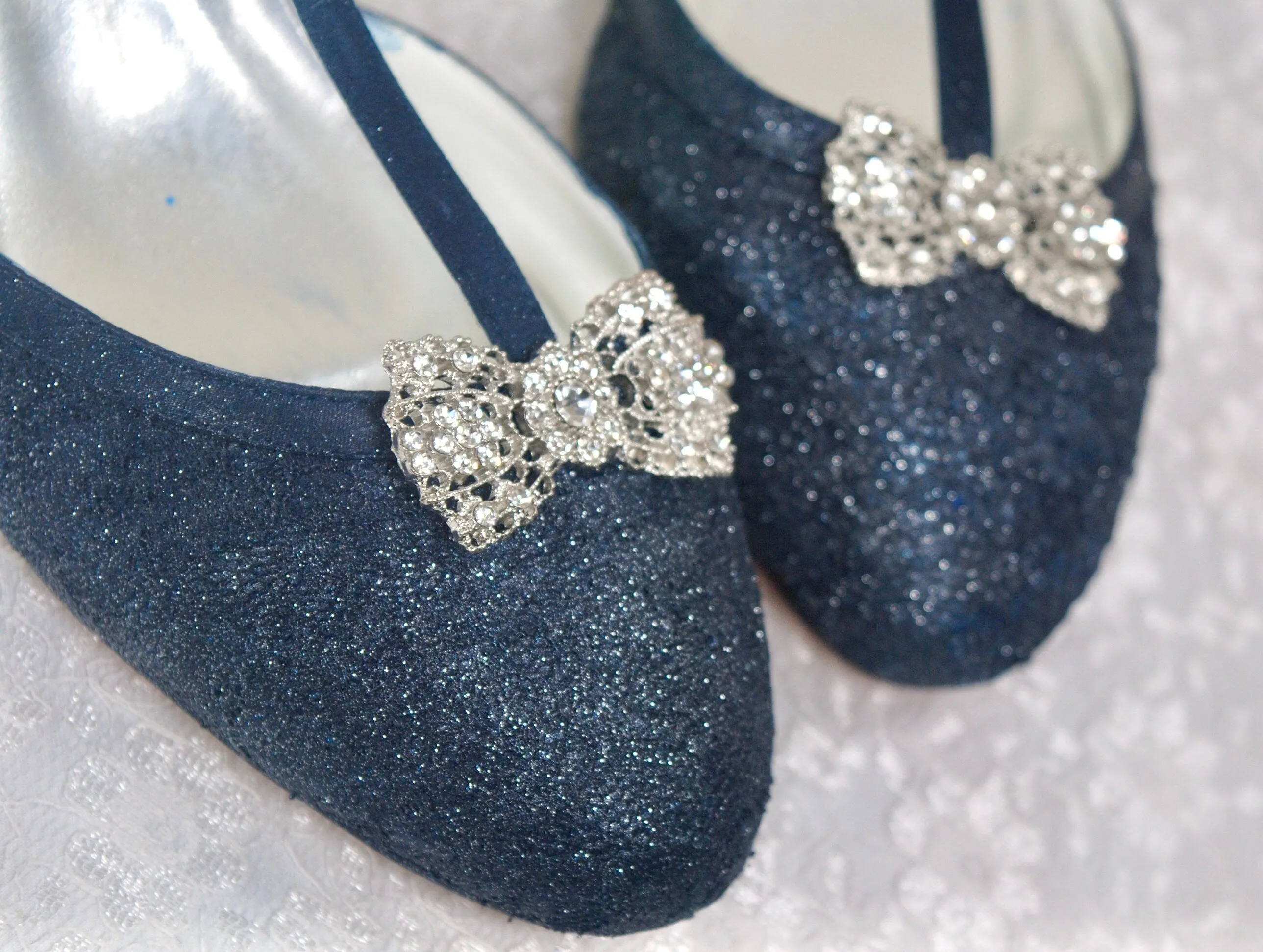 Navy Lace Wedding Shoes, Size UK7/US9.5