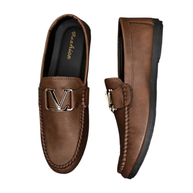 New youth round head driving men's one-footed loafers Doudou small leather shoes casual British formal wear sports handmade