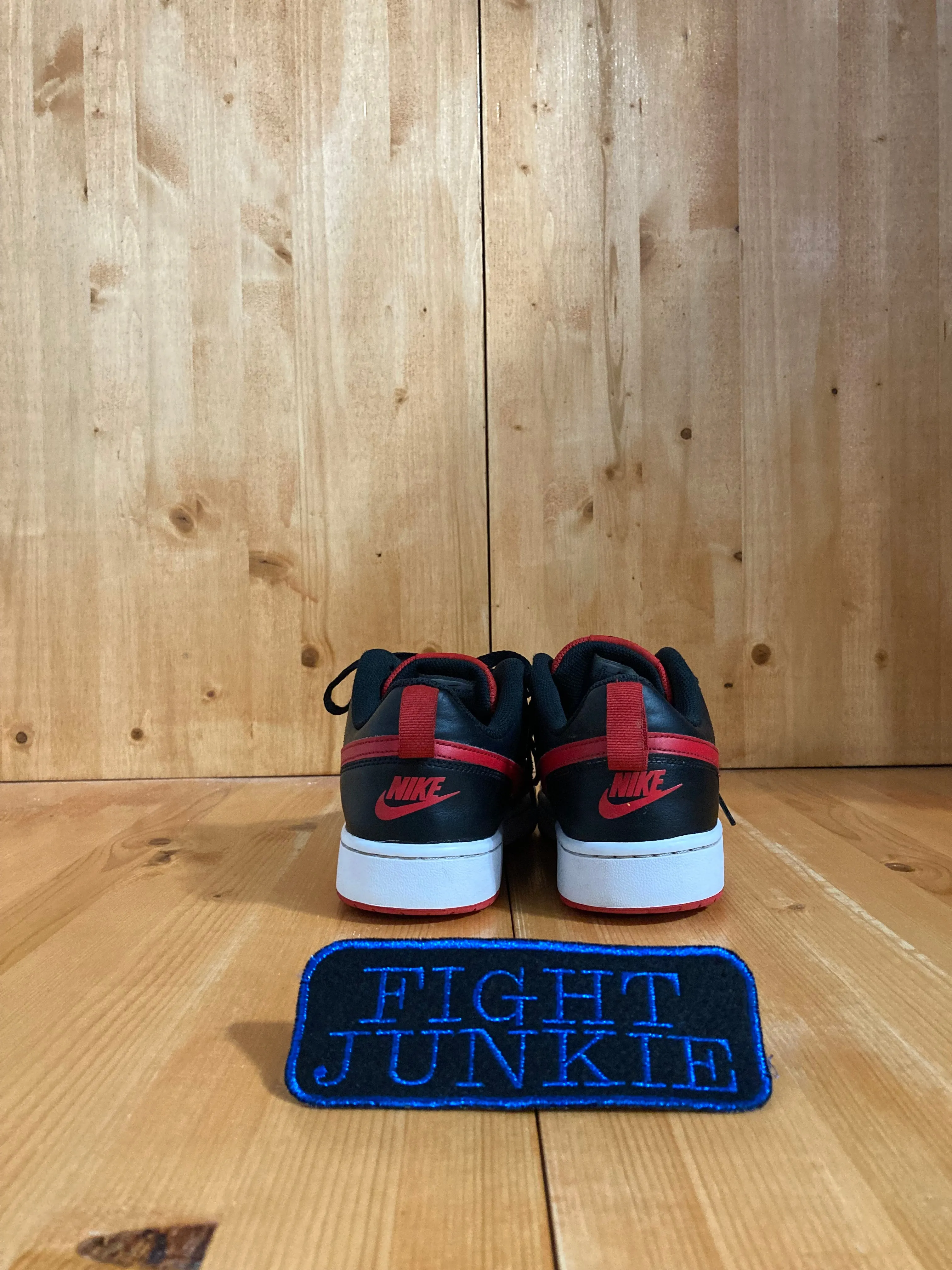 NIKE COURT BOROUGH LOW BRED GS Youth Size 7Y Shoes Sneakers Black & Red BQ5448-007