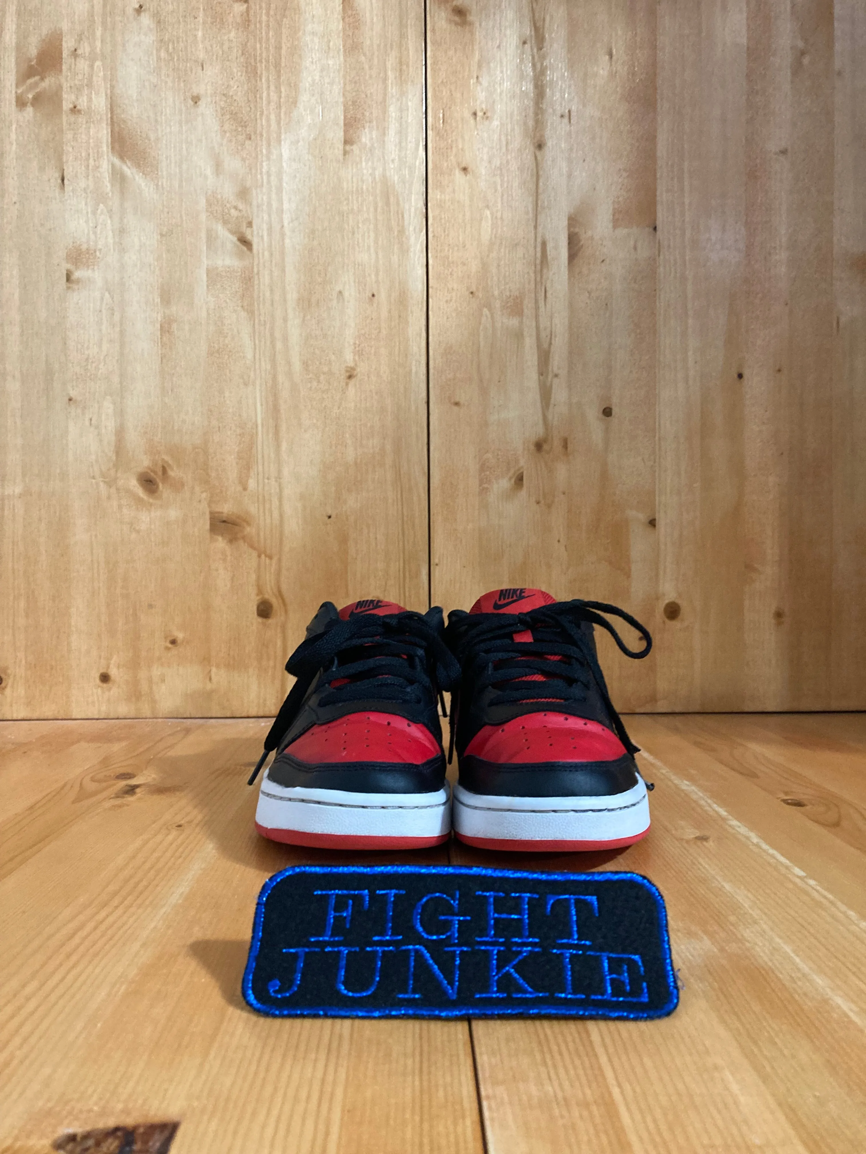 NIKE COURT BOROUGH LOW BRED GS Youth Size 7Y Shoes Sneakers Black & Red BQ5448-007