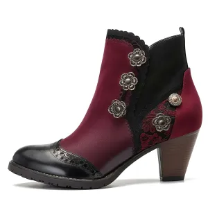 Noble Rose Embroidered Ankle Boots