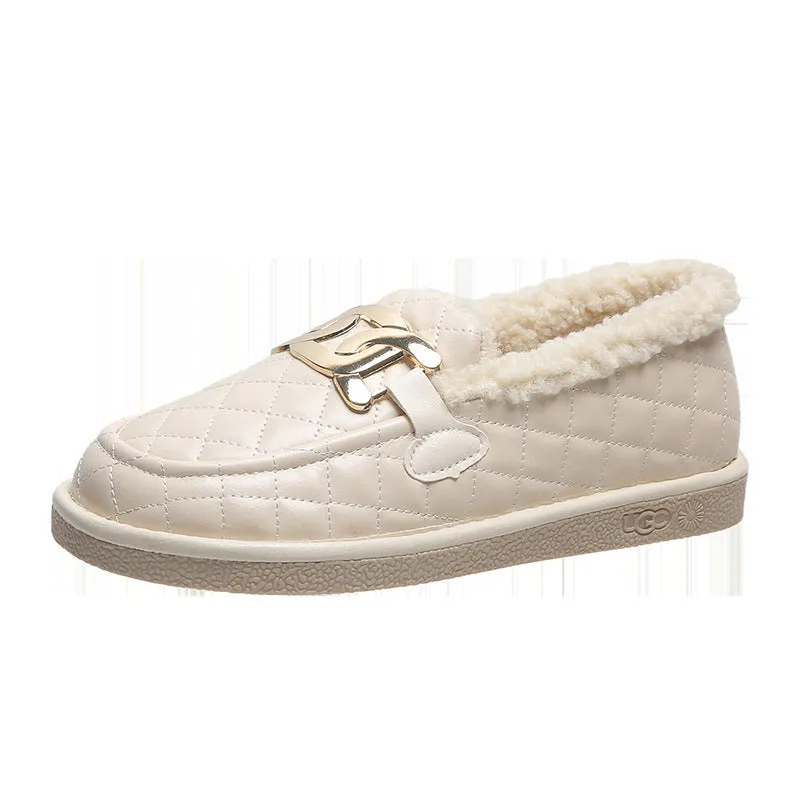 Owlkay Winter Women's Velvet Warm Beanie Shoes