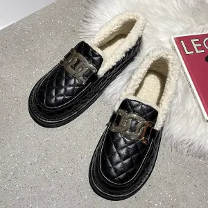 Owlkay Winter Women's Velvet Warm Beanie Shoes