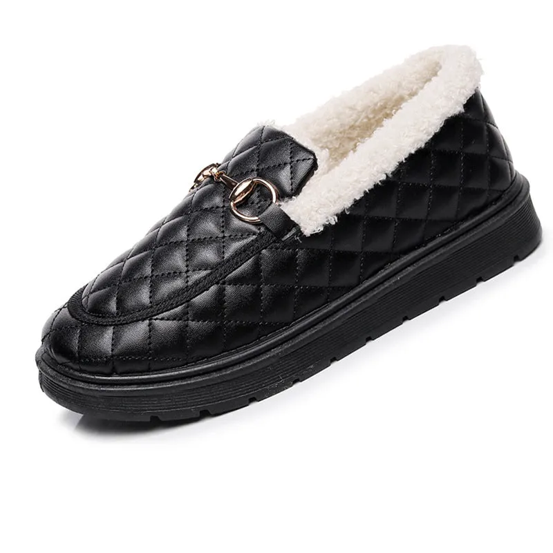 Owlkay Women's Furry Loafers with Anti-slip Soft Soles