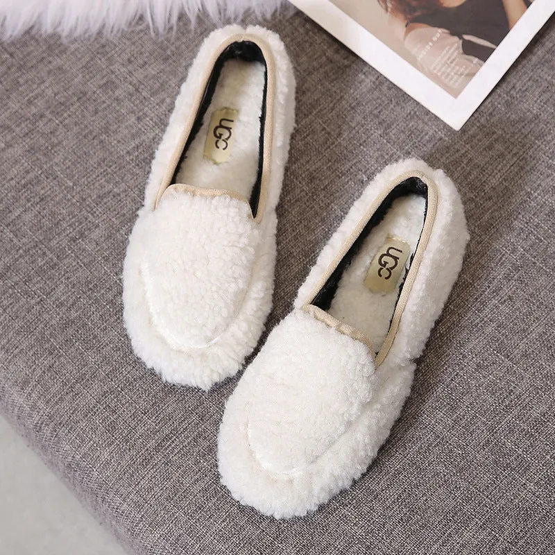 Owlkay Women's Winter Solid Color Fashion Furry Snow Boots
