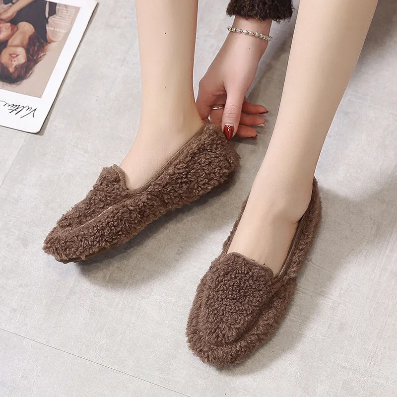 Owlkay Women's Winter Solid Color Fashion Furry Snow Boots