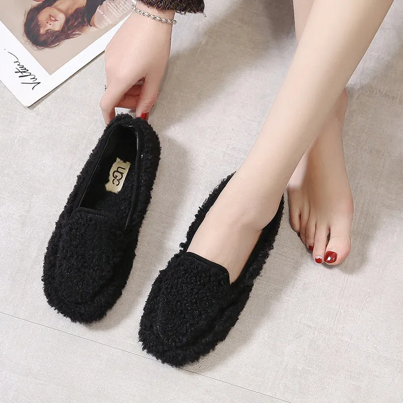 Owlkay Women's Winter Solid Color Fashion Furry Snow Boots