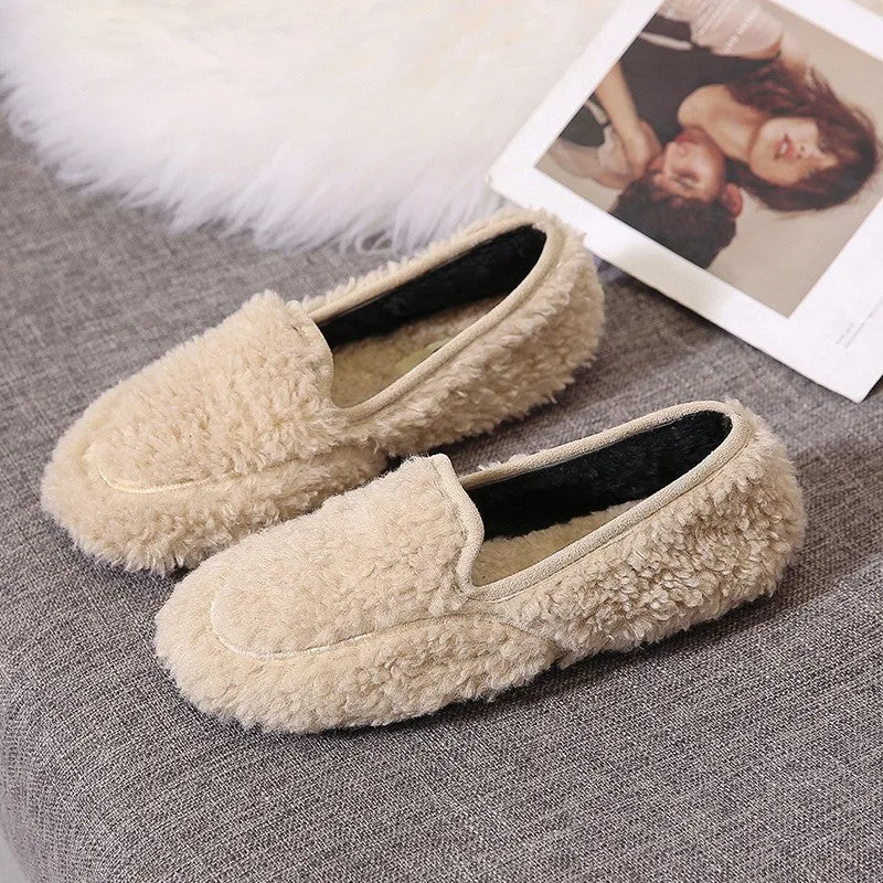 Owlkay Women's Winter Solid Color Fashion Furry Snow Boots