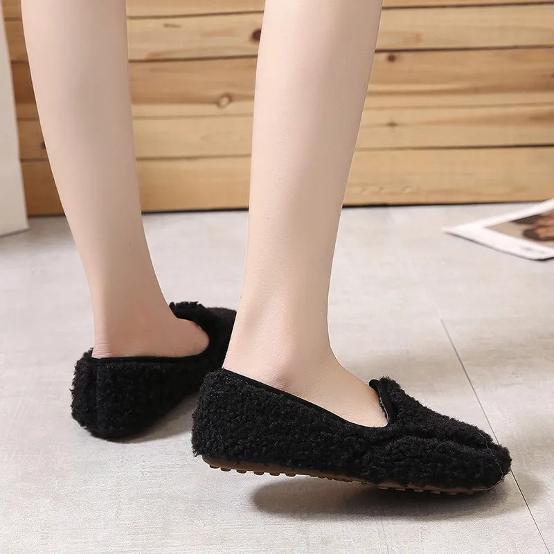 Owlkay Women's Winter Solid Color Fashion Furry Snow Boots
