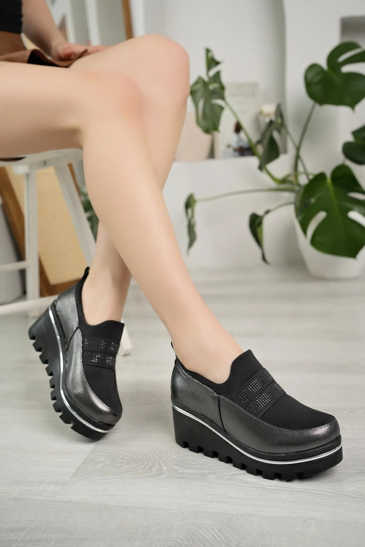 Platinum Wedge Heel Women's Shoes