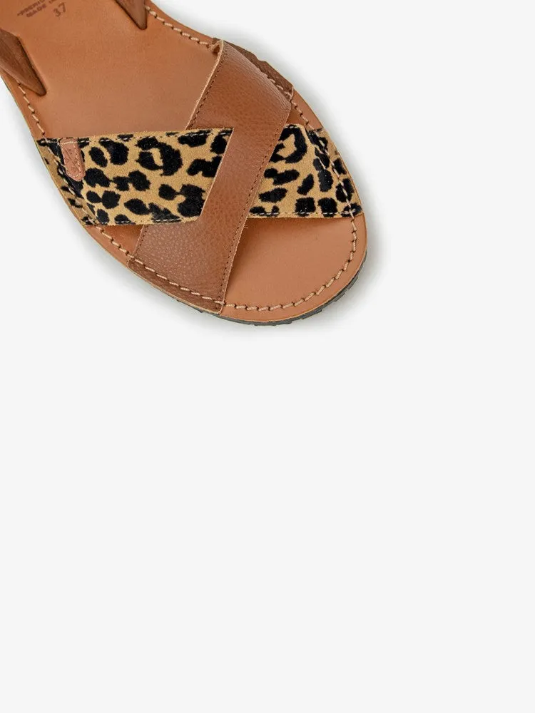 Popa Montezuma Sandal Leopard   Tan