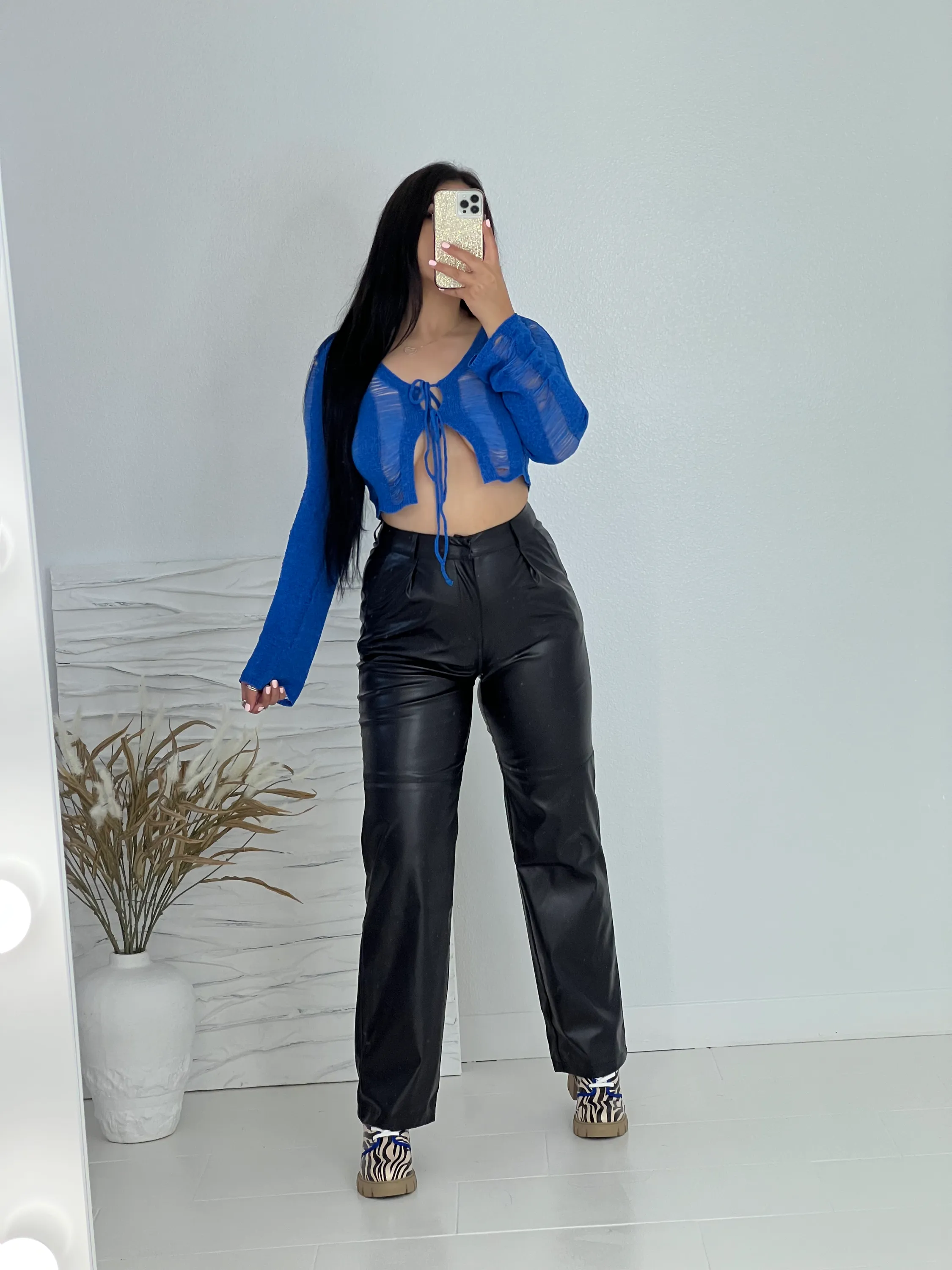 POSH LEATHER STRAIGHT LEG PANTS