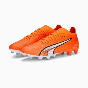 Puma Ultra Match FG/AG Soccer Cleats 107217 01  ULTRA ORANGE-PUMA WHITE-BLUE GLIMMER