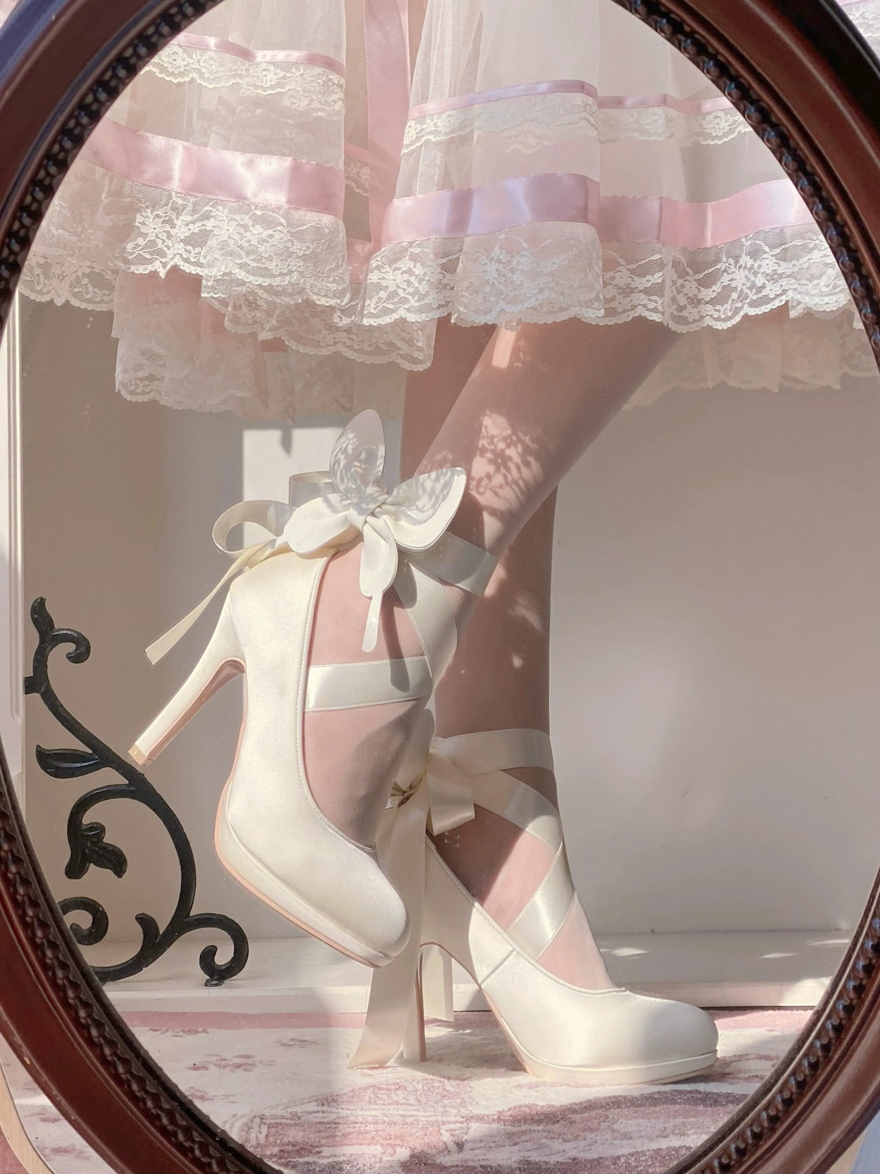 Pure Tea For Dream~Butterfly Specimen~Ballet Style Lolita Shoes Elegant Platform Lolita Heels