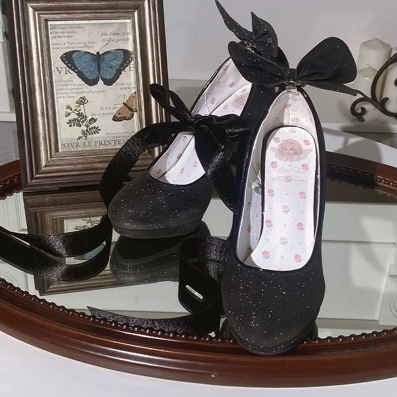Pure Tea For Dream~Butterfly Specimen~Shiny Ballet Lolita Shoes Sweet Lolita Platform Heels