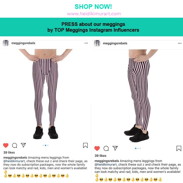 Purple Plaid Print Meggings, Tartan Scottish Style Preppy Men's Leggings-Made in USA/EU