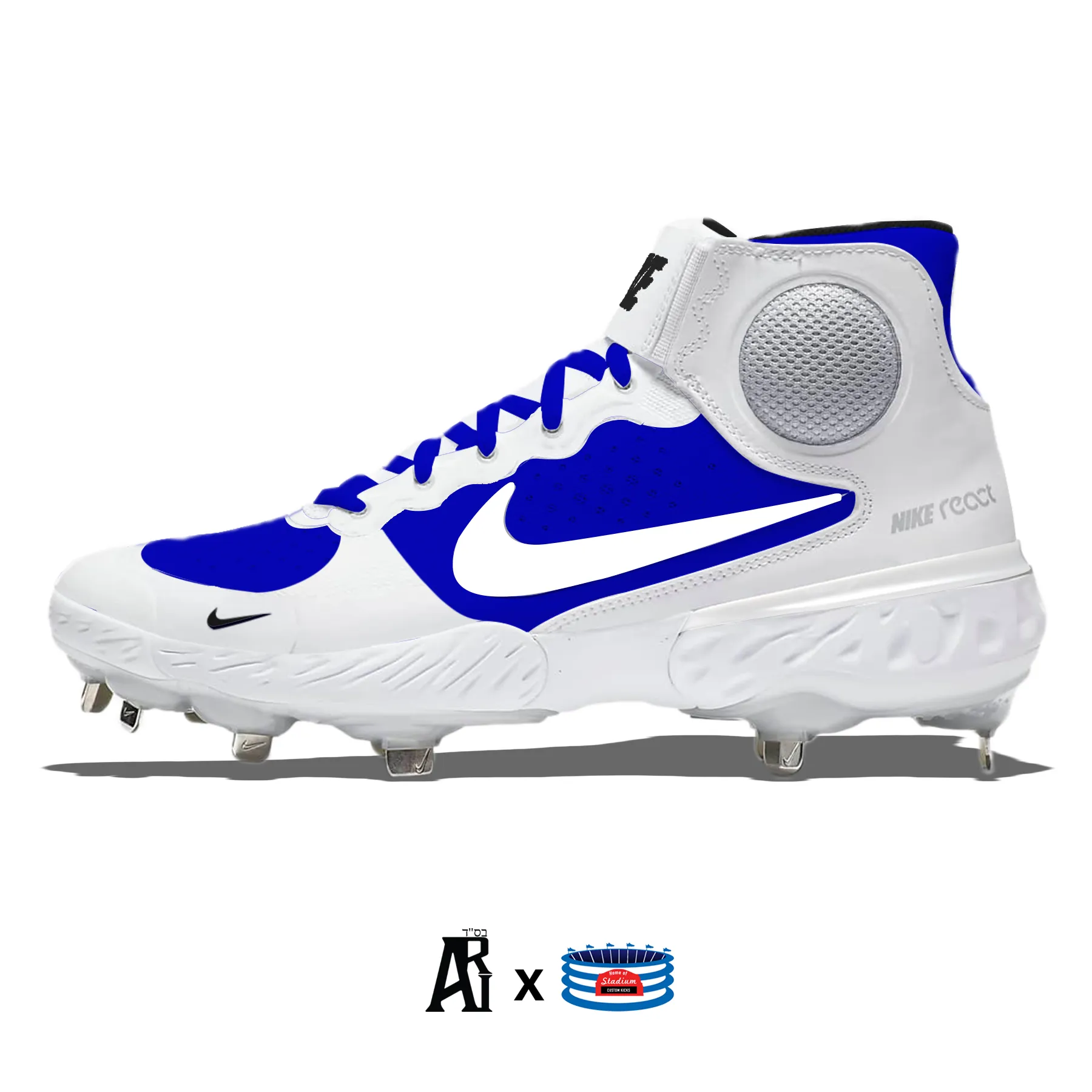 "Retro Blue & White" Nike Alpha Huarache Elite 3 Mid Cleats