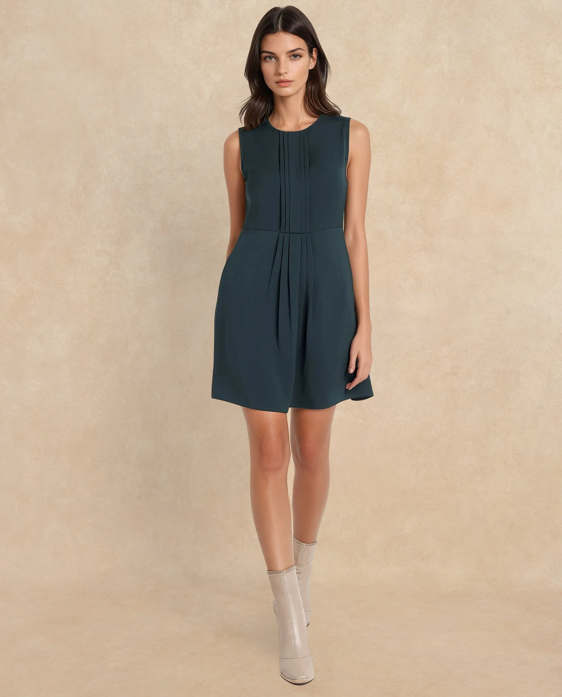 Rareism Women Roux Olive Plain Dress