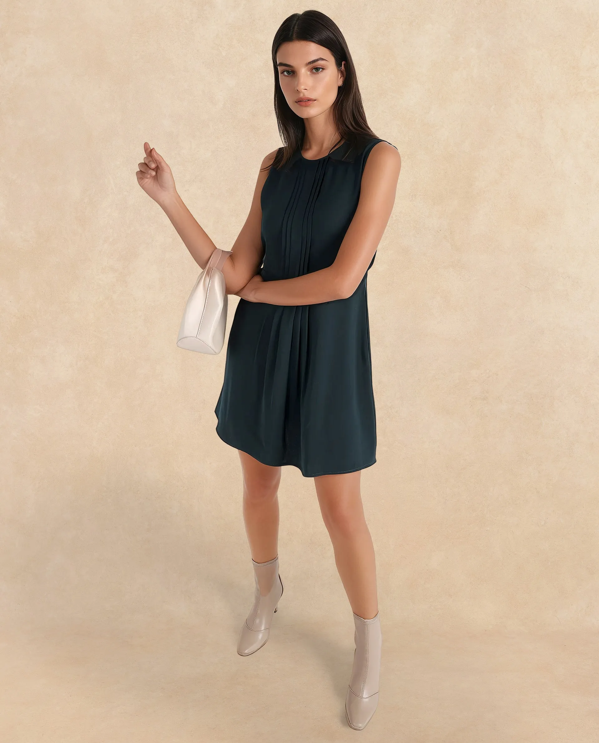 Rareism Women Roux Olive Plain Dress