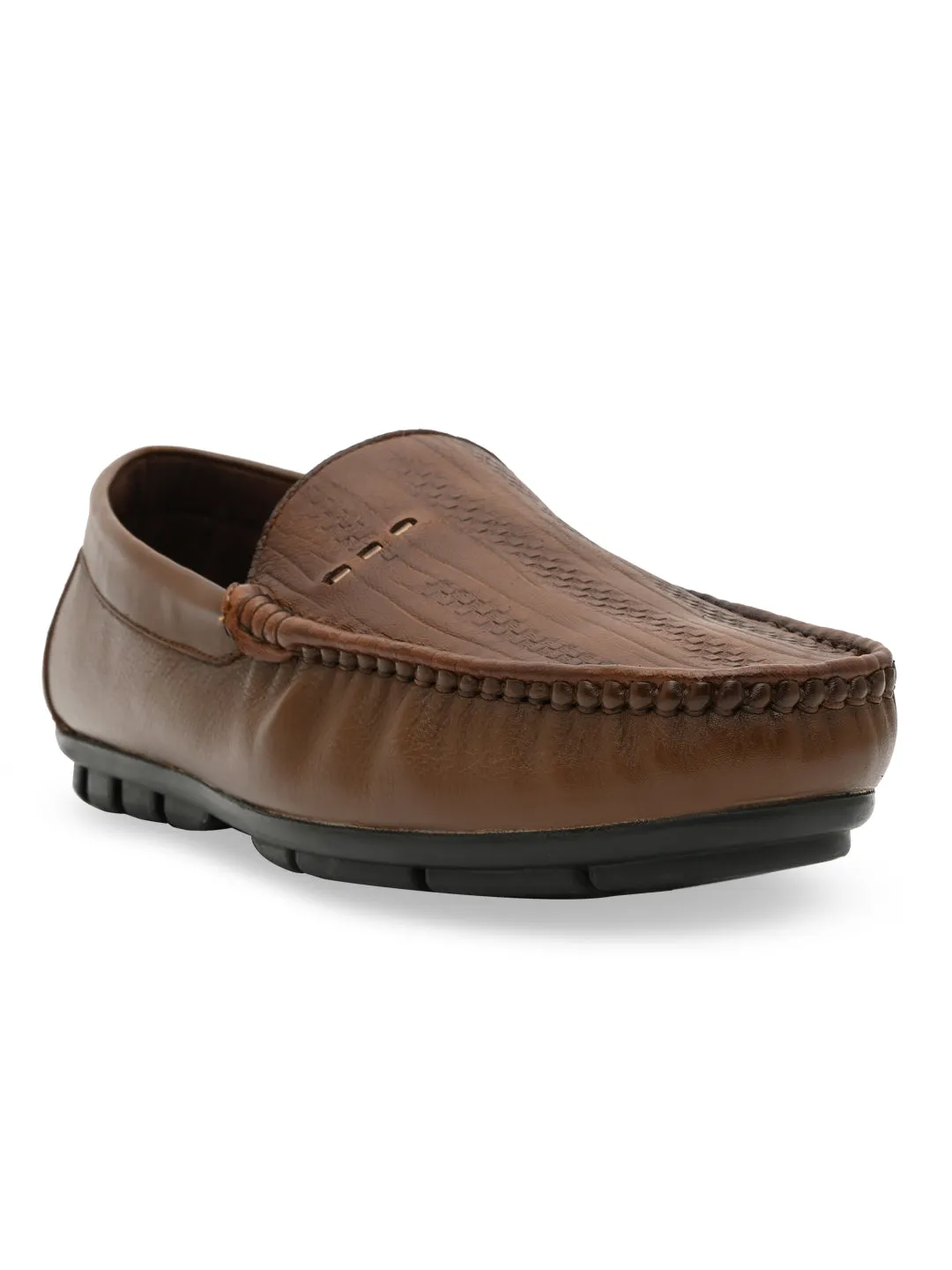 Regal Tan Men Textured Casual Driving Loafers