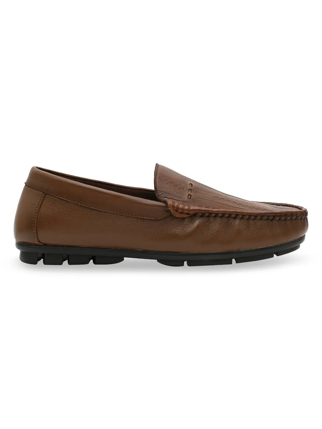 Regal Tan Men Textured Casual Driving Loafers