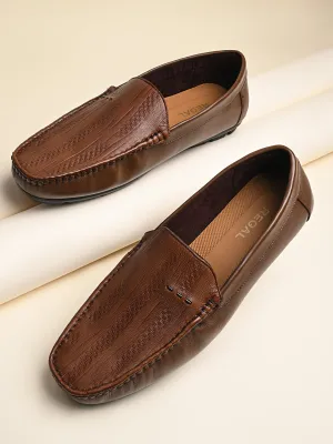 Regal Tan Men Textured Casual Driving Loafers