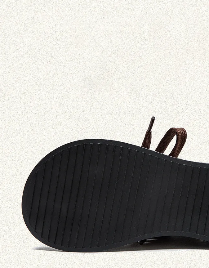 Retro Leather Hollow Wide Toe Box Ankle Boots