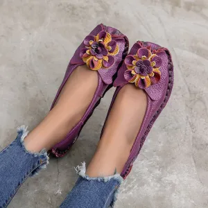 Retro personality folk style comfortable leather soft soled women's shoes