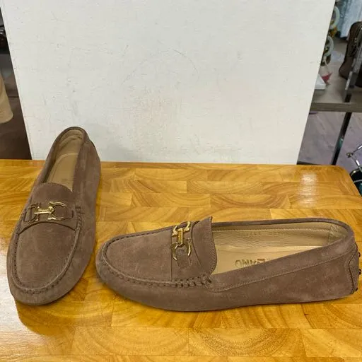 Salvatore Ferragamo Light Brown Suede Driving Moccasins Loafers Size 6.5