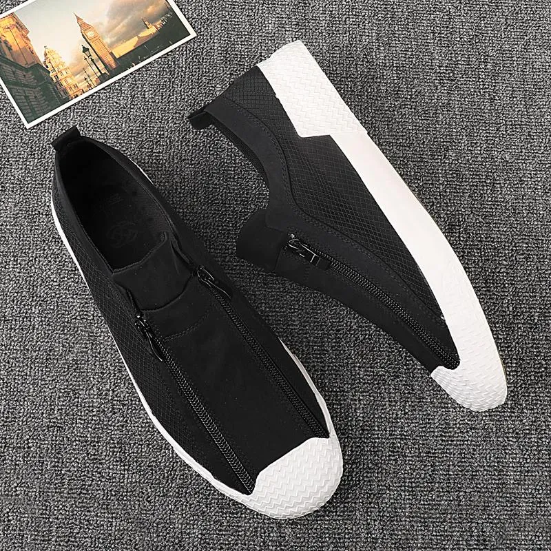Sheer Zipper Breathable Canvas Shoes