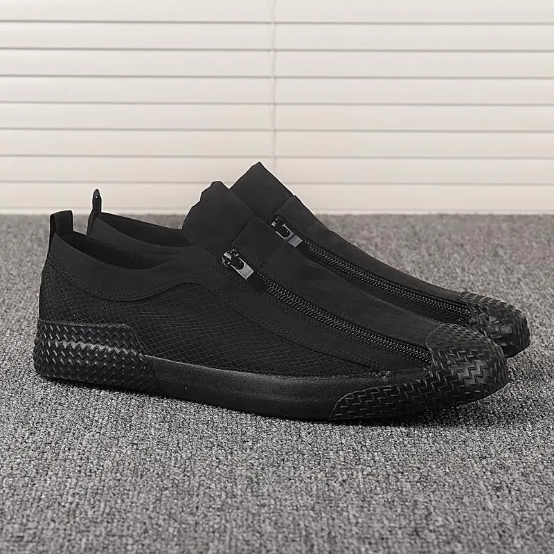 Sheer Zipper Breathable Canvas Shoes