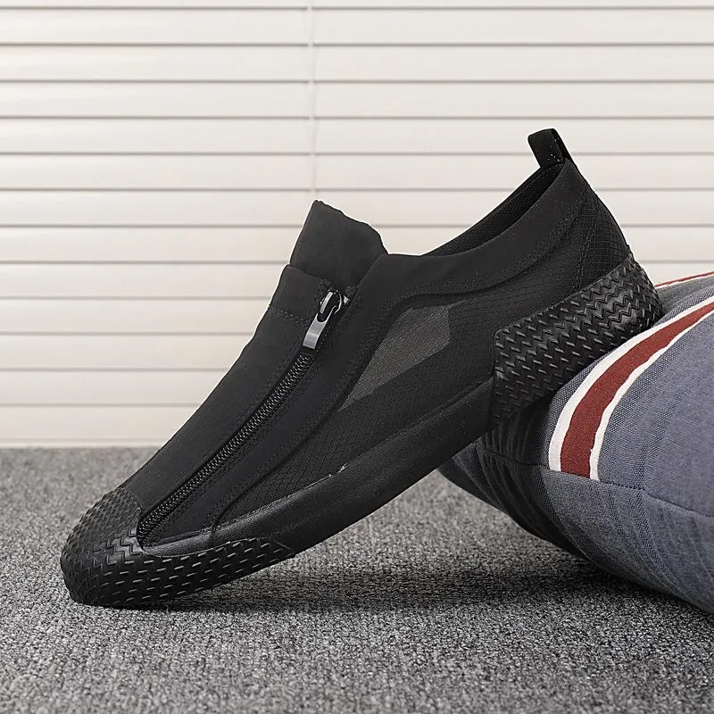 Sheer Zipper Breathable Canvas Shoes