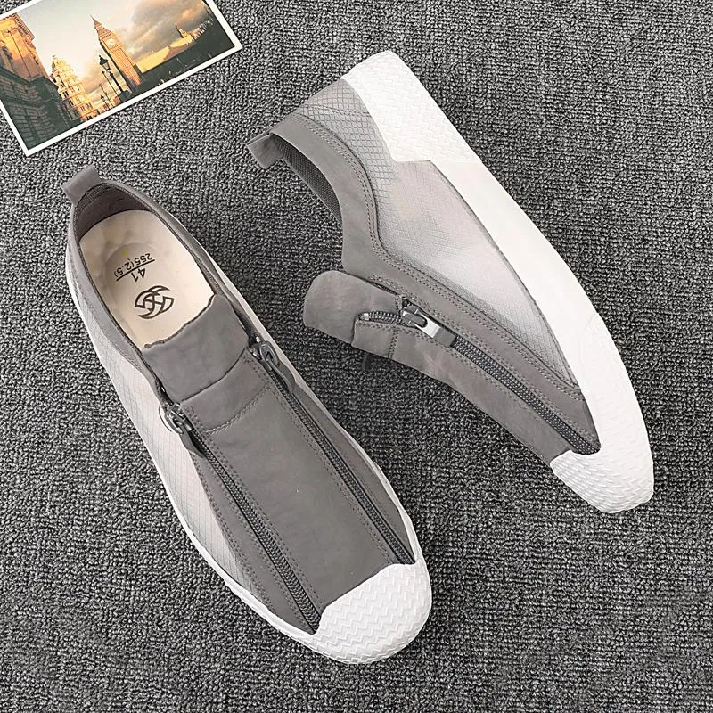 Sheer Zipper Breathable Canvas Shoes
