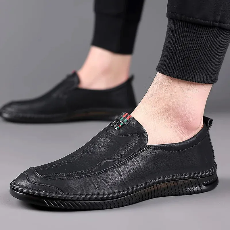Shoes Men Handmade Leather Casual Sneakers Comfort Driving Shoe Soft Leather Loafers Moccasins Tooling Shoe Footwear Man Brands