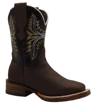 Silverton Kids Austin All Leather Square Toe Boots (Brown)