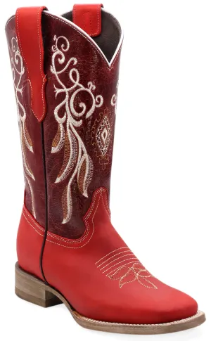 Silverton Mary All Leather Square Toe Boots (Red)
